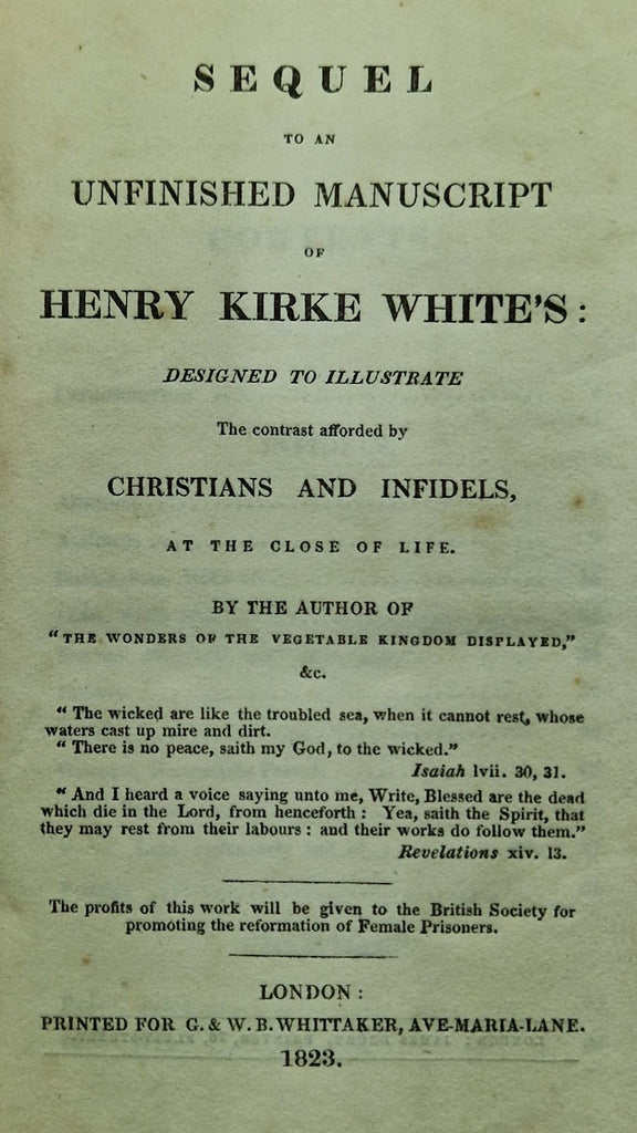 Sequel to an unfinished manuscript of Henry Kirke White's: