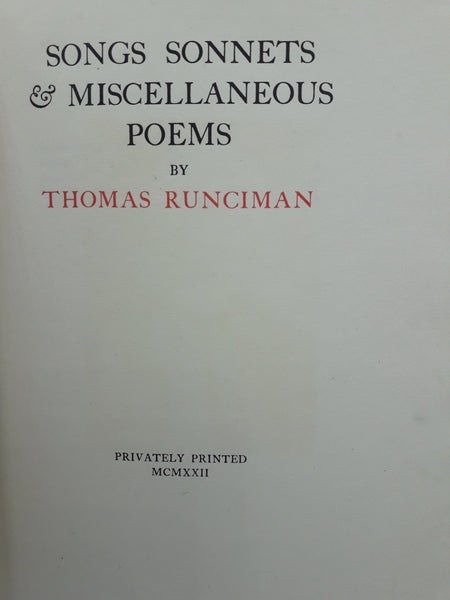 Songs, Sonnets and Miscellaneous Poems.