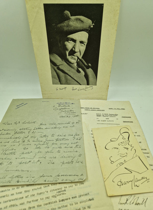 Photograph of Charlie Chaplin and Harry Lauder and an archive of letters